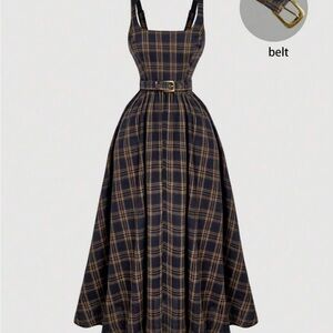 Urban Outfitters Black and Gold Checkered Maxi Dress